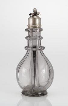 939. FLASKA  med PROPP, glas och silver. 1700-tal.