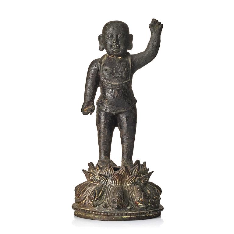 A bronze sculpture of buddha as a child, Ming dynasty (1368-1644).