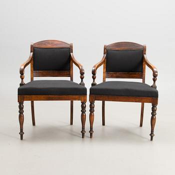 A pair of open armchairs, from Finland/ Sweden around 1860s.