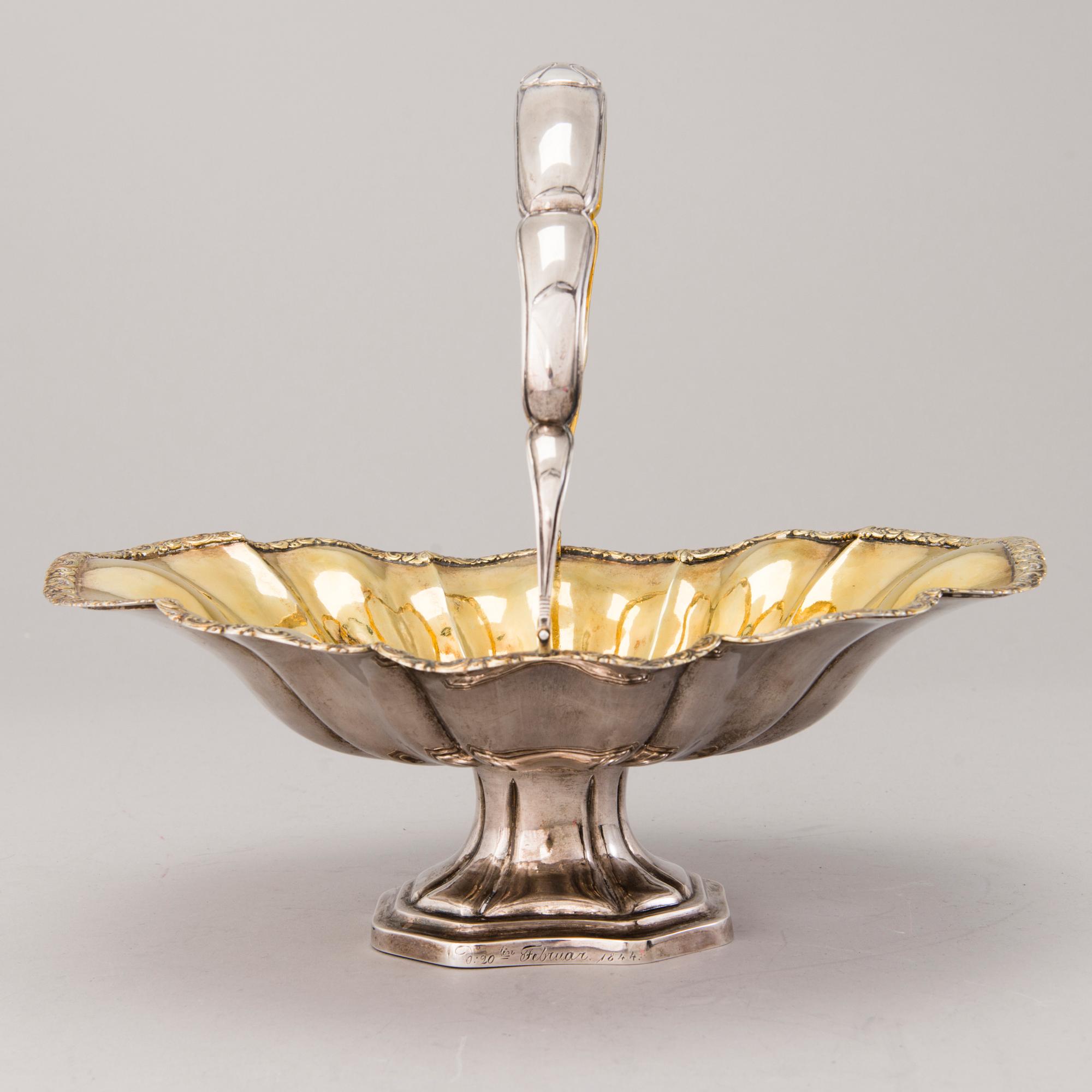 GOTTFRIED ERHARD DEHIO, A parcel-gilt footed silver bread basket, Reval / Tallinn 1829-42. Finnish control marks.