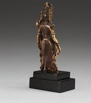 BODHISATTVA, förgylld brons. Nepal, 1700-tal.