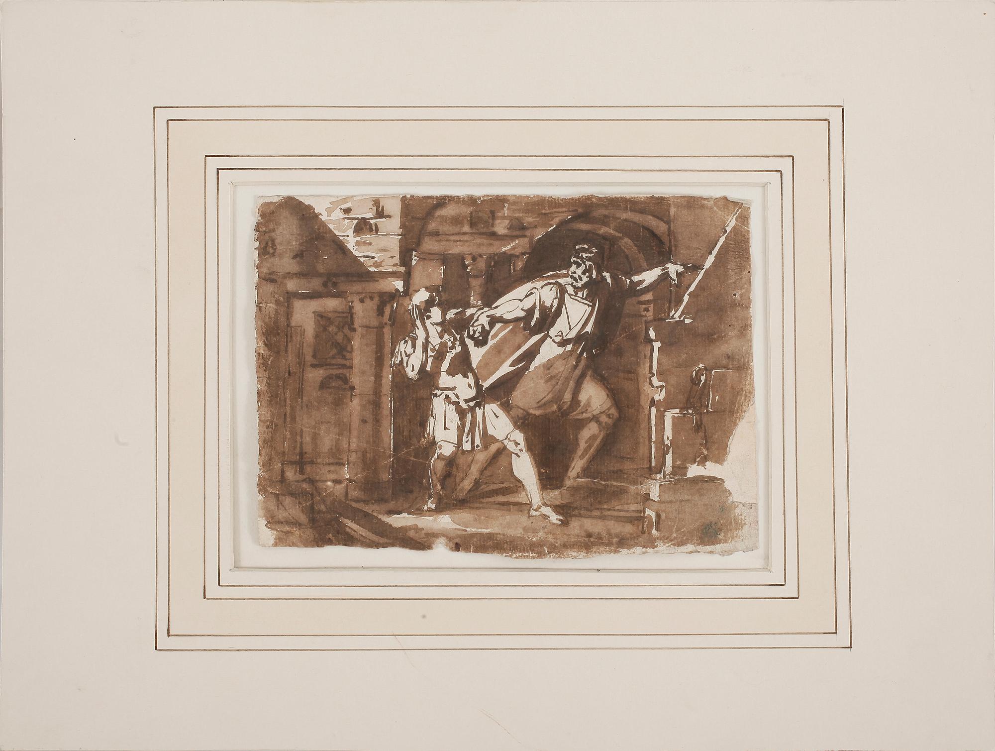 VINCENZO CAMUCCINI, hans krets, Tuschlavering, ej signerad.