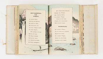 Japanese poems and dramas with woodblock print illustrations, 2 vol, dated 1906 and 1911.