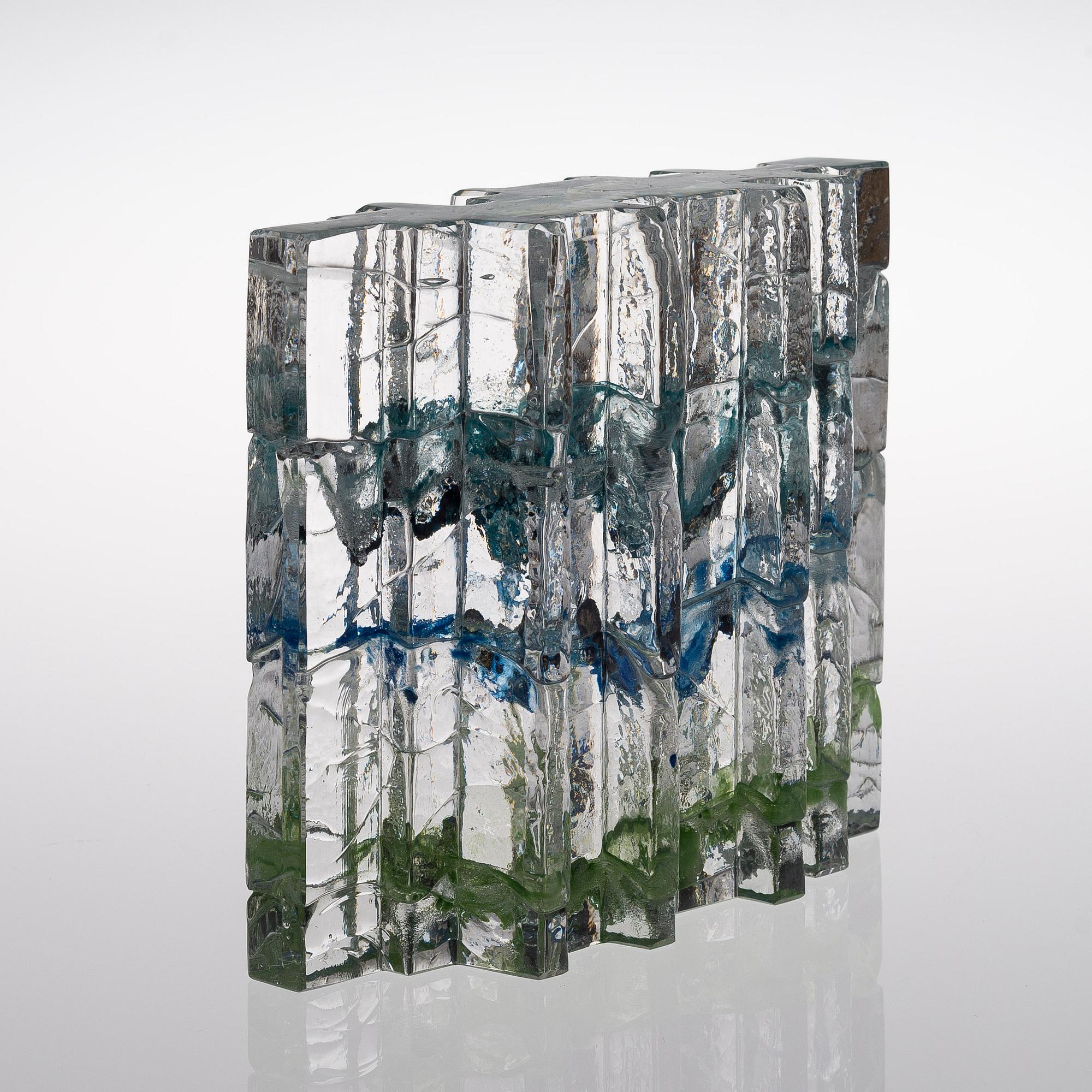HELENA TYNELL, GLASS SCULPTURE. Forest. Signed Helena Tynell Riihimäen Lasi. Late 1900s.