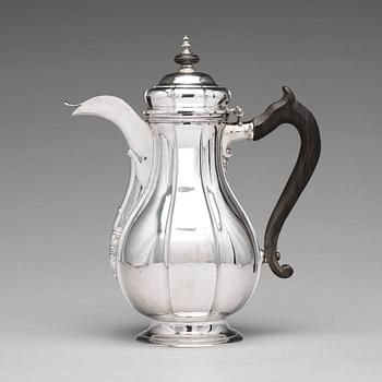 176. A Baltic 18th century silver coffee-pot, mark of Johann Diedrich Rehwald, Riga (1738-1781(-1793)).