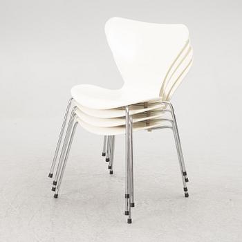 Arne Jacobsen, a set of eight model 'Seven' chairs, Fritz Hansen, Denmark 1990.