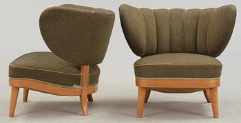 A pair of Otto Schulz 'Schulz' armchairs, Jio Möbler, Jönköping 1940's-50's.