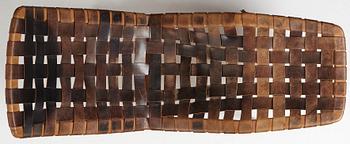 Arne Vodder, a teak chaise longue with black leather straps, Bovirke Denmark 1950's.