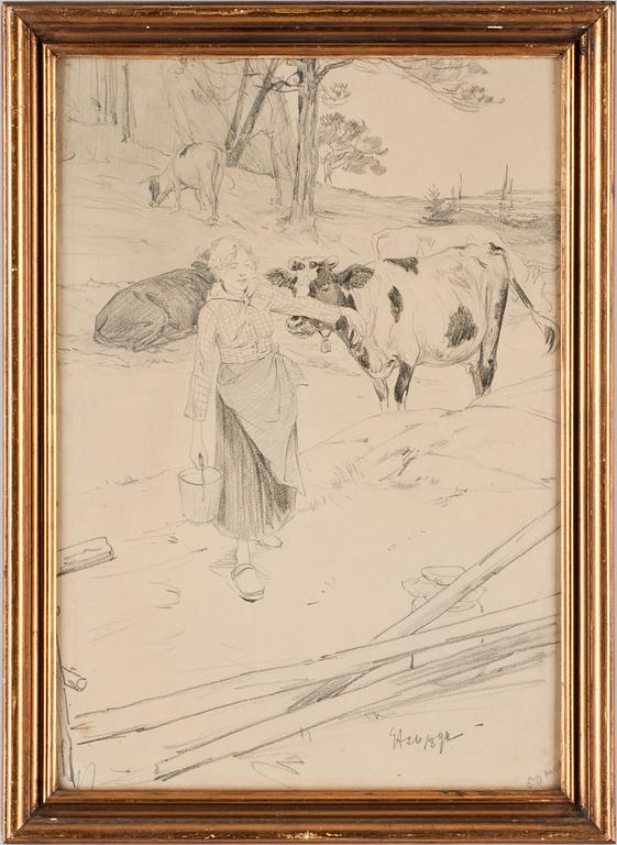 GUSTAF ANKARCRONA, blyertsteckning, monogramsign o dat -96.