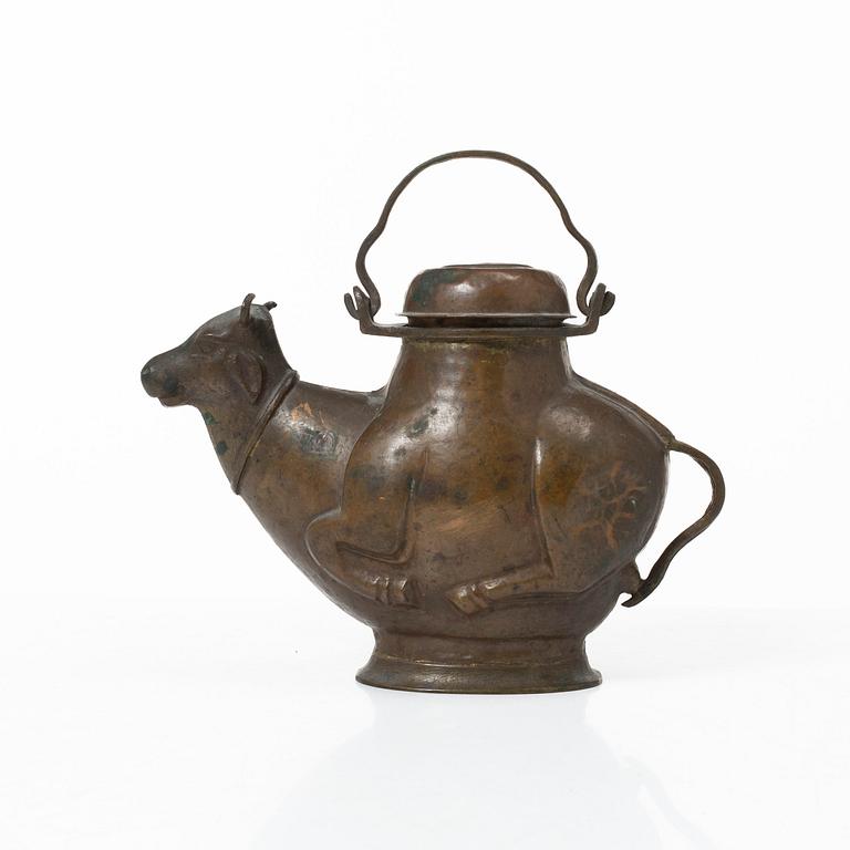 An Indian copper ewer in the shape of a bull Probably Rajasthan, 19th Century.