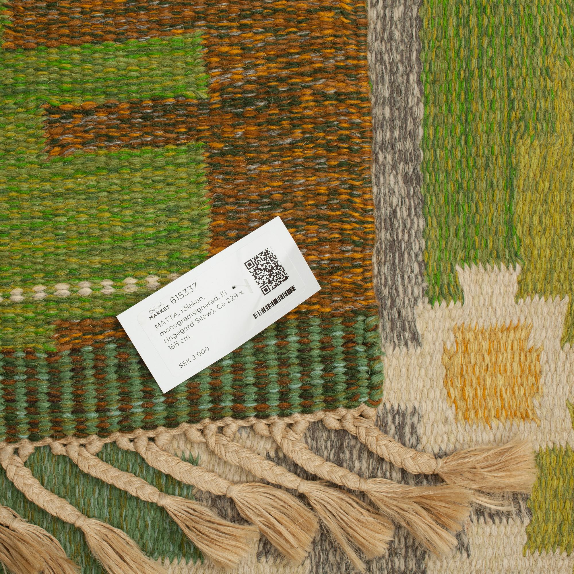 MATTA, rölakan, monogramsignerad, IS (Ingegerd Silow). Ca 229 x 165 cm.