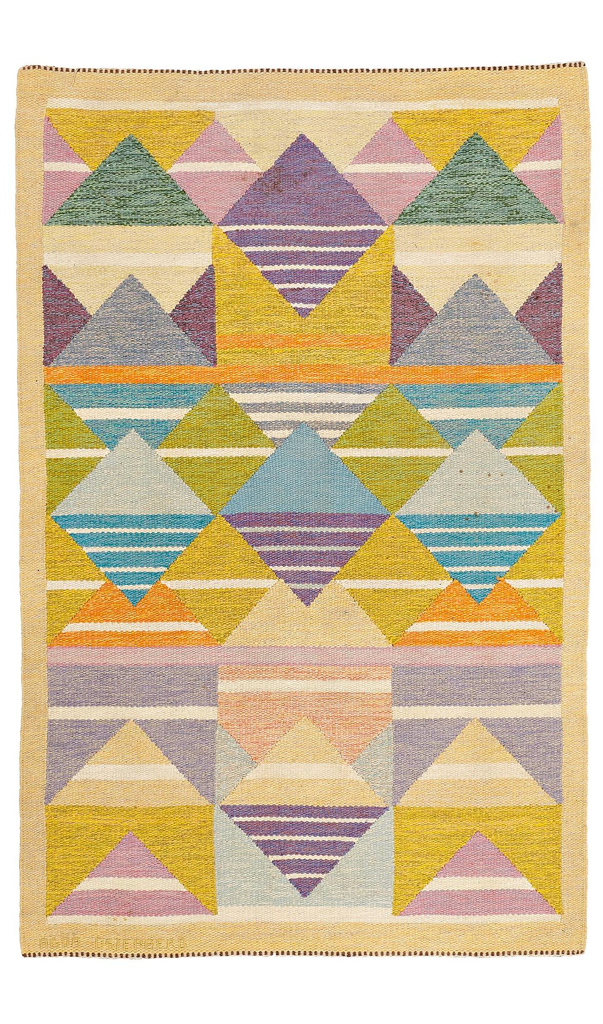 AGDA ÖSTERBERG, MATTA, rölakan och gobelängteknik, ca 201 x 128 cm, broderad signatur: AGDA ÖSTERBERG.