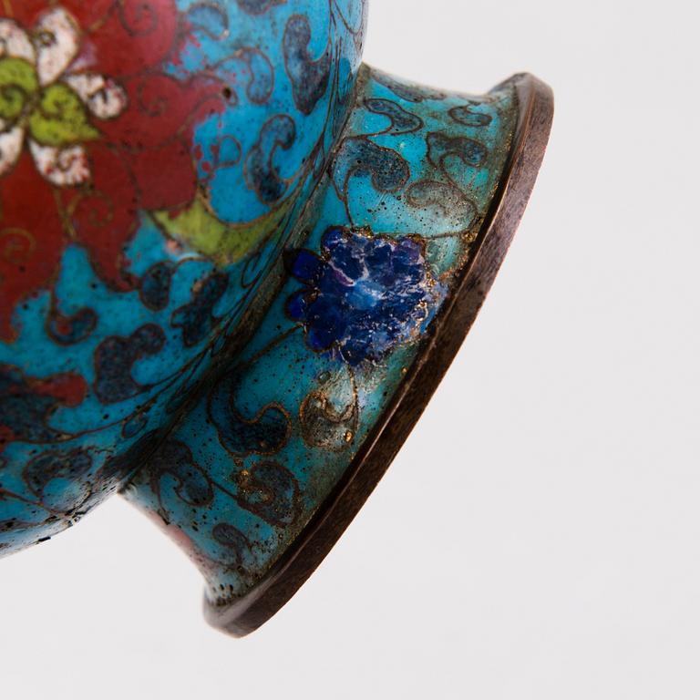 A Chinese cloisonné vase of the Ming dynasty.