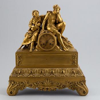 A Fench late Empire pendulum clock, first half of the 19th century.