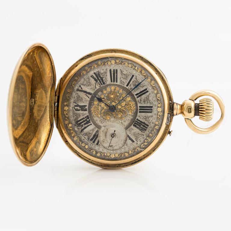 B. Haas Jeune, Paris-Geneve, pocket watch, hunter, 49 mm.