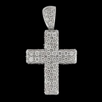 68. A brilliant cut diamond cross pendant, tot. 1.76 cts.