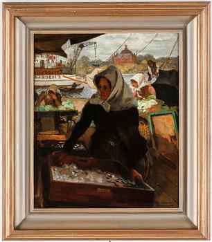 AXEL ERDMANN, olja på pannå, signerad och daterad Stockholm 1902.