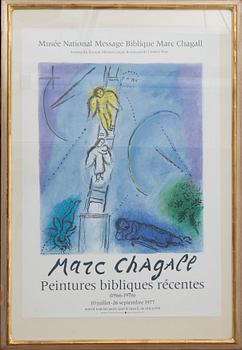 Marc Chagall · MARC CHAGALL (efter), utställningaffisch, Mourlot 1977.