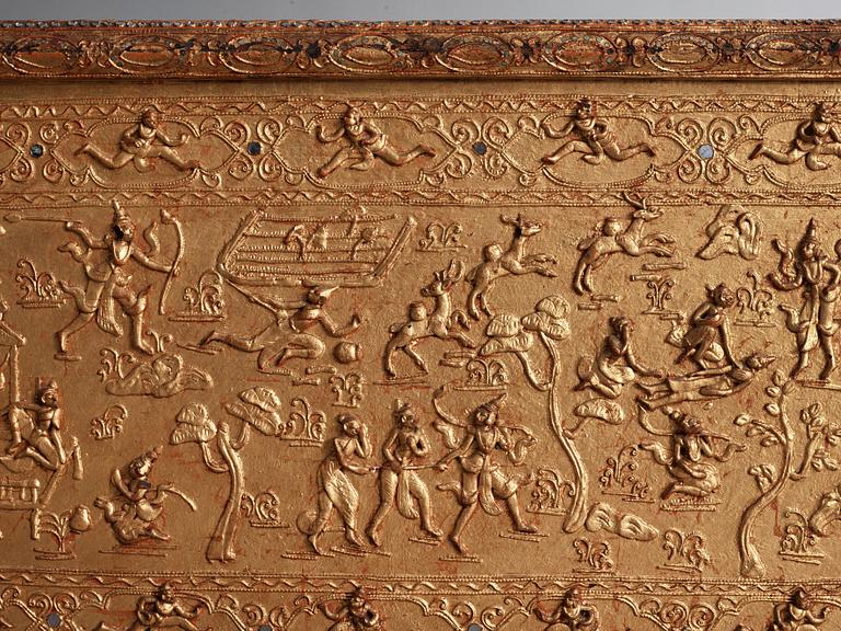 A wooden chest with cover, Thailand, 19th Century.