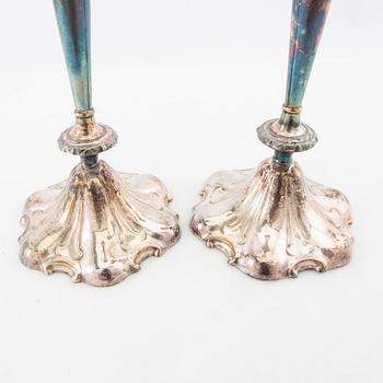 Candelsticks, a pair of silver plate, circa 1900.