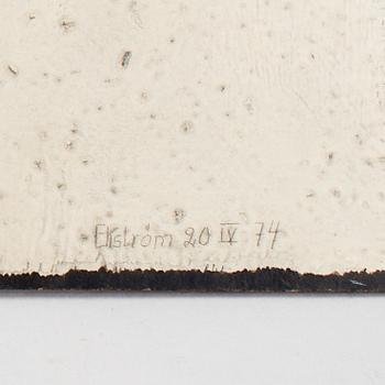 THEA EKSTRÖM, mixed media on panel, signed Ekström and dated 20 IV 74.