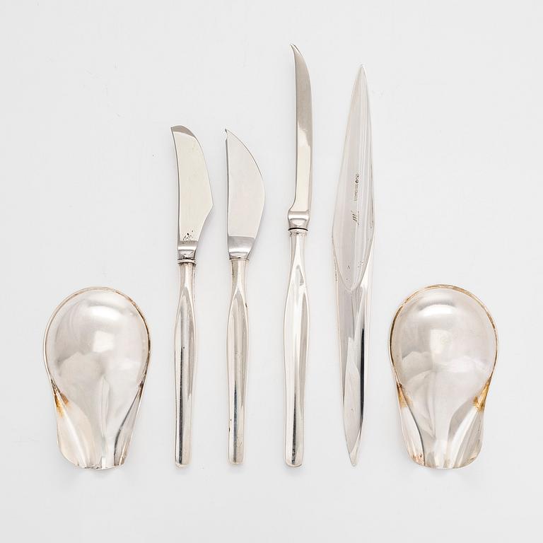 Tapio Wirkkala, hopeaesineitä, 6 kpl, Kultakeskus, Hämeenlinna 1961-1971.