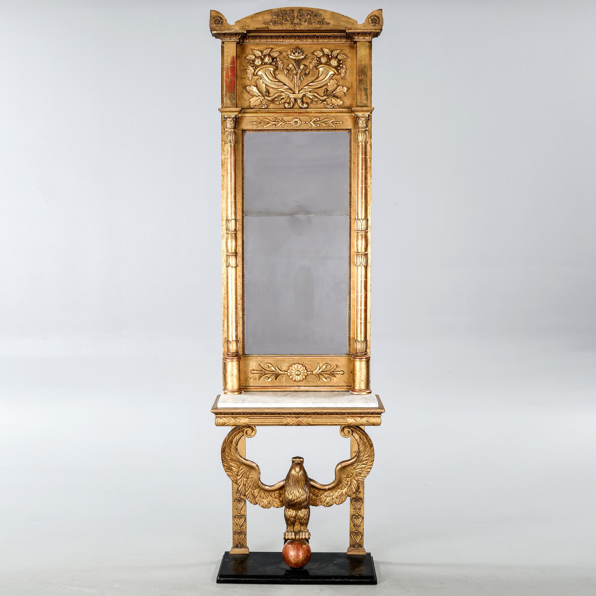 SPEGEL med KONSOLBORD, empire, 1800-talets första hälft.