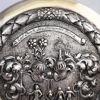 A Baltic 17th century parcel-gilt silver tankard, mark of Johan Strengman, (active 1686, 1690-1701) probably 1691, Nyen.