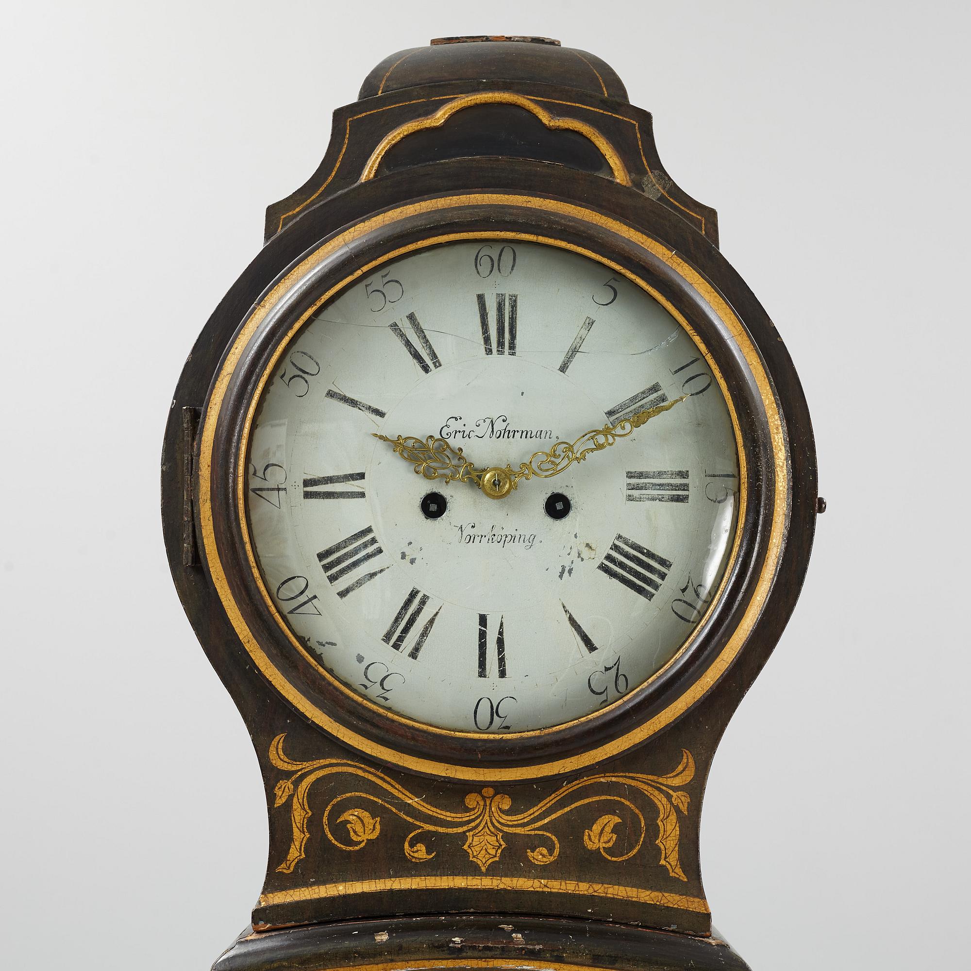 Golvur, urtavla märkt Eric Nohrman, Norrköping. 17-/1800-tal.