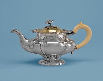 A TEAPOT, 84 silver, bone. Ivan Gubkin Moskow 1846.                         (purveyor of the court since 1855 ).