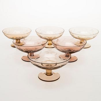 SERVISDELAR, 24 st, glas, bl a Tyra Lundgren, Riihimäen Lasi 1920-40-tal.