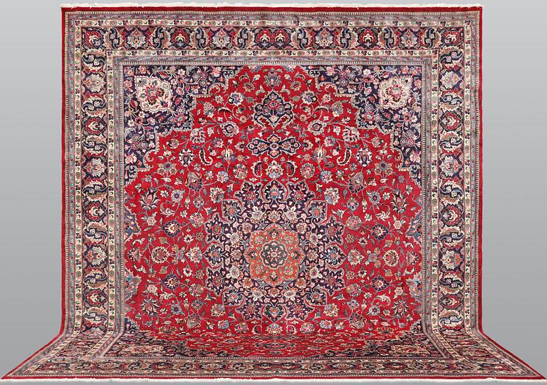 A carpet, Meshed, signed, c. 392 x 352 cm.