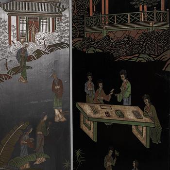 Vikskärm, fyra paneler, Japan 1900-talets mitt.
