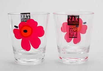 GLAS, 50 st, plast, mönster "Unikko", Marimekko, Zak design, 1900-/2000-tal.