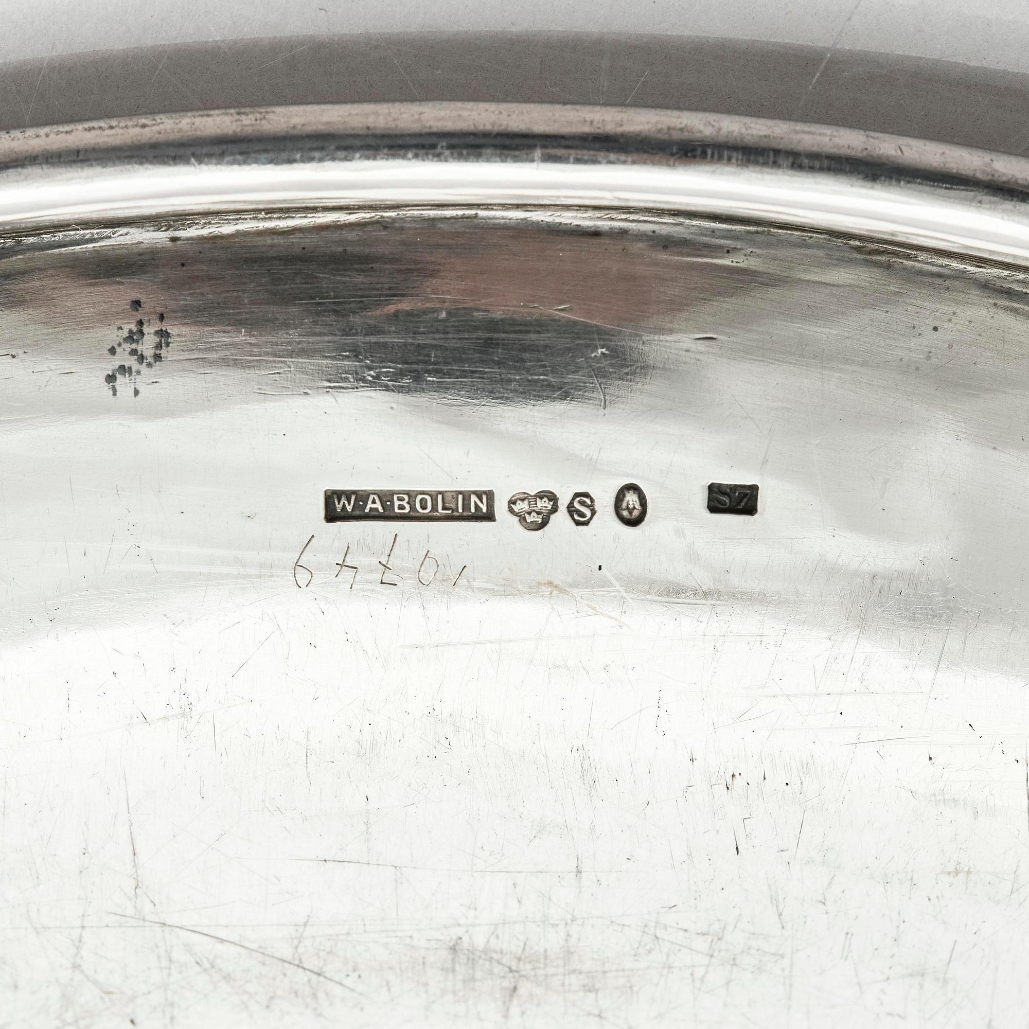 W.A. Bolin, a silver plate/tray, Stockholm, Sweden 1920.