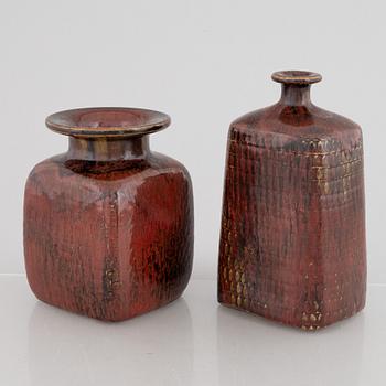 Stig Lindberg, two stoneware vases, Gustavsberg Studio, 1969.