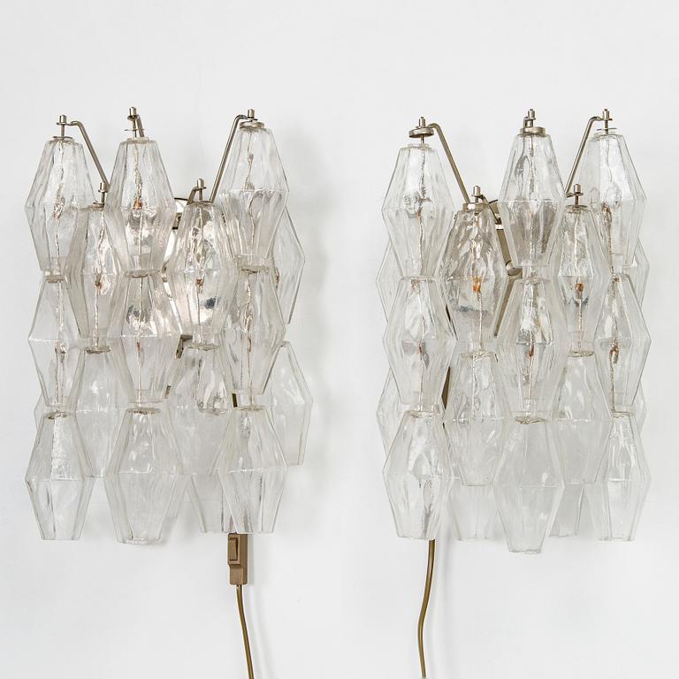 Carlo Scarpa, a pair of  1950's/60's 'Polyhedra' wall lights for Venini Murano Italy.