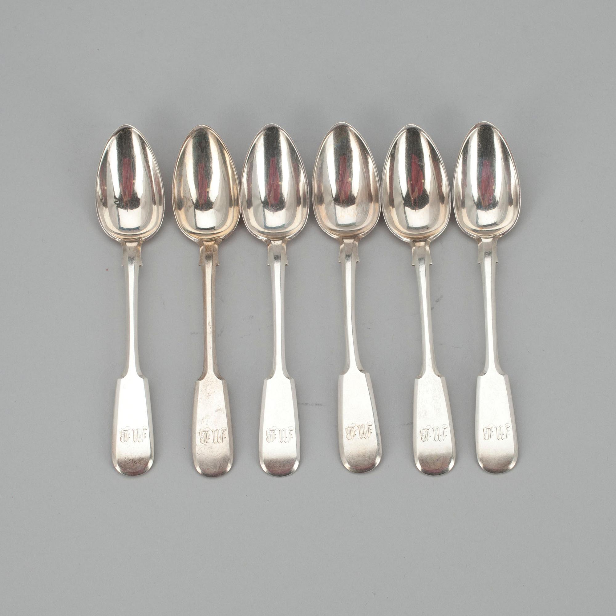 TESKEDAR, 6 st, silver, S:t Petersburg, Ryssland 1861. Vikt 131 g.