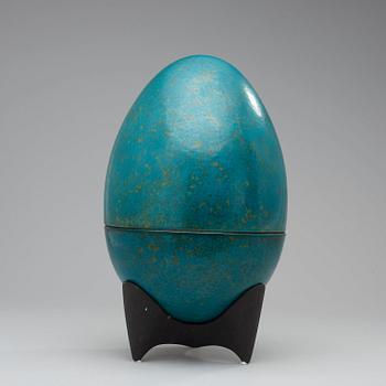 A Hans Hedberg faience egg, Biot, France.