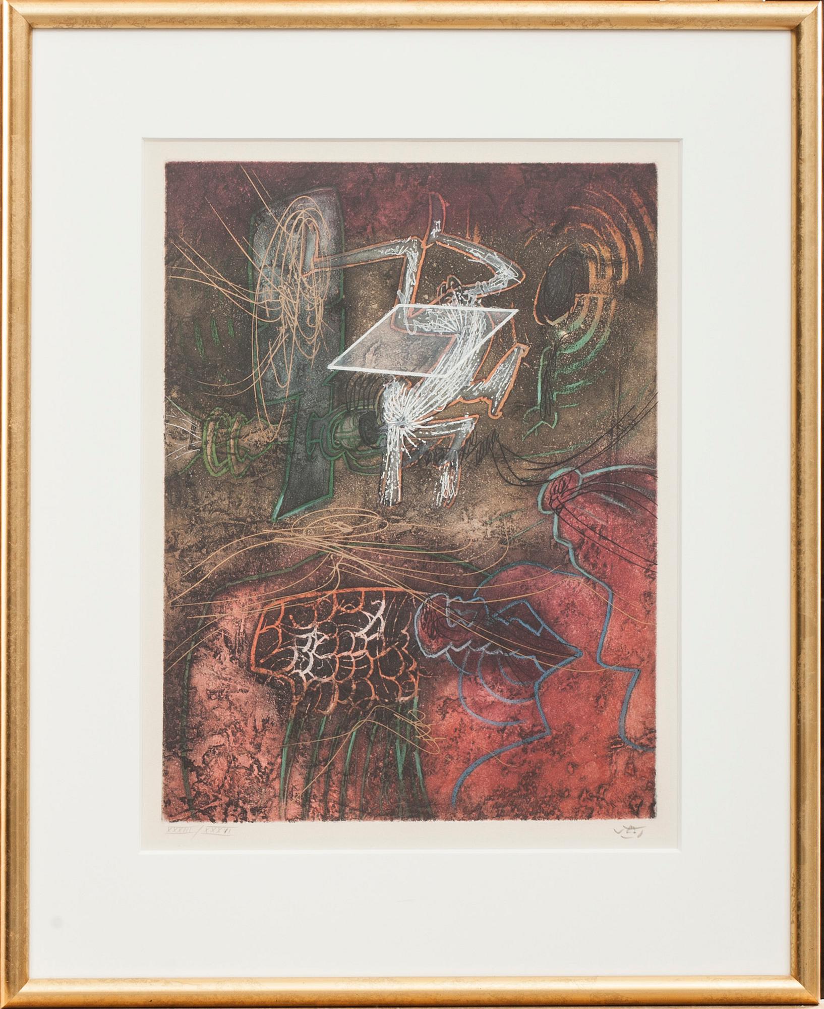 ROBERTO MATTA, färgetsning, signerad och numrerad XXXIII/XXXVI.