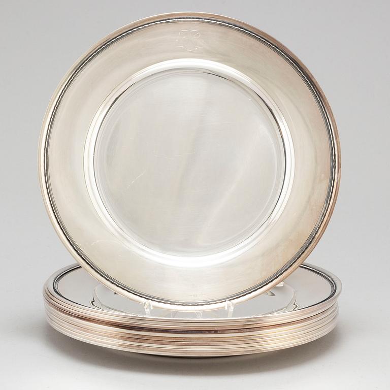 Eleven silver plates by GAB Stockholm, second half of the 20th Century.