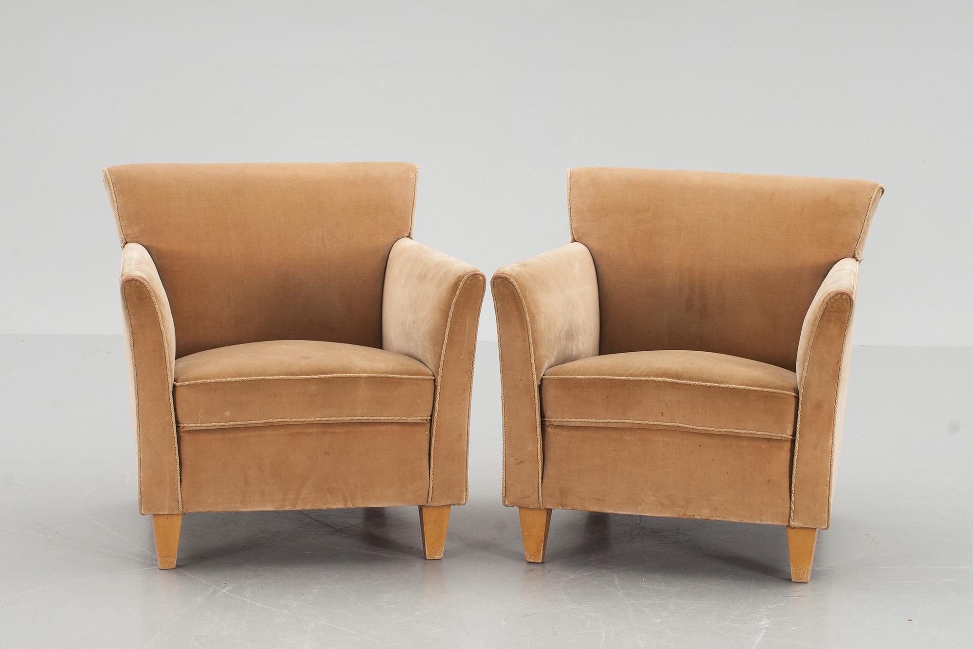 FÅTÖLJER, ett par, inköpta på NK, 1950-tal.