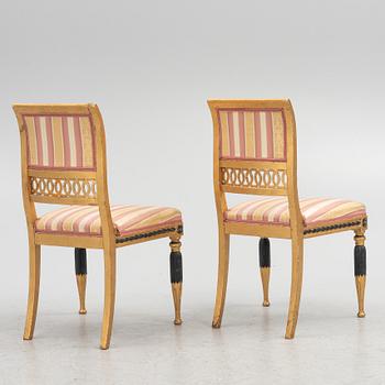 A pair of late Gustavian giltwood chairs, Stockholm, late 18th century.