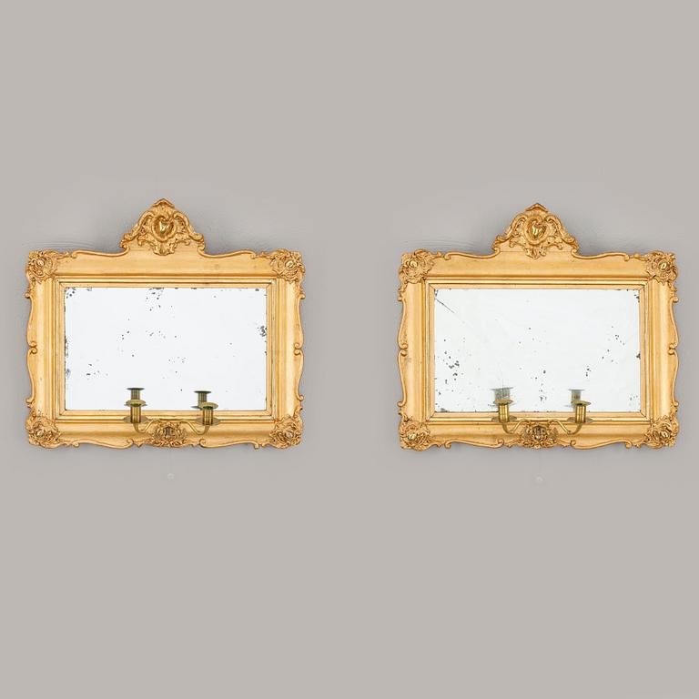 SPEGELLAMPETTER, ett par, nyrokoko, 1800-talets andra hälft.