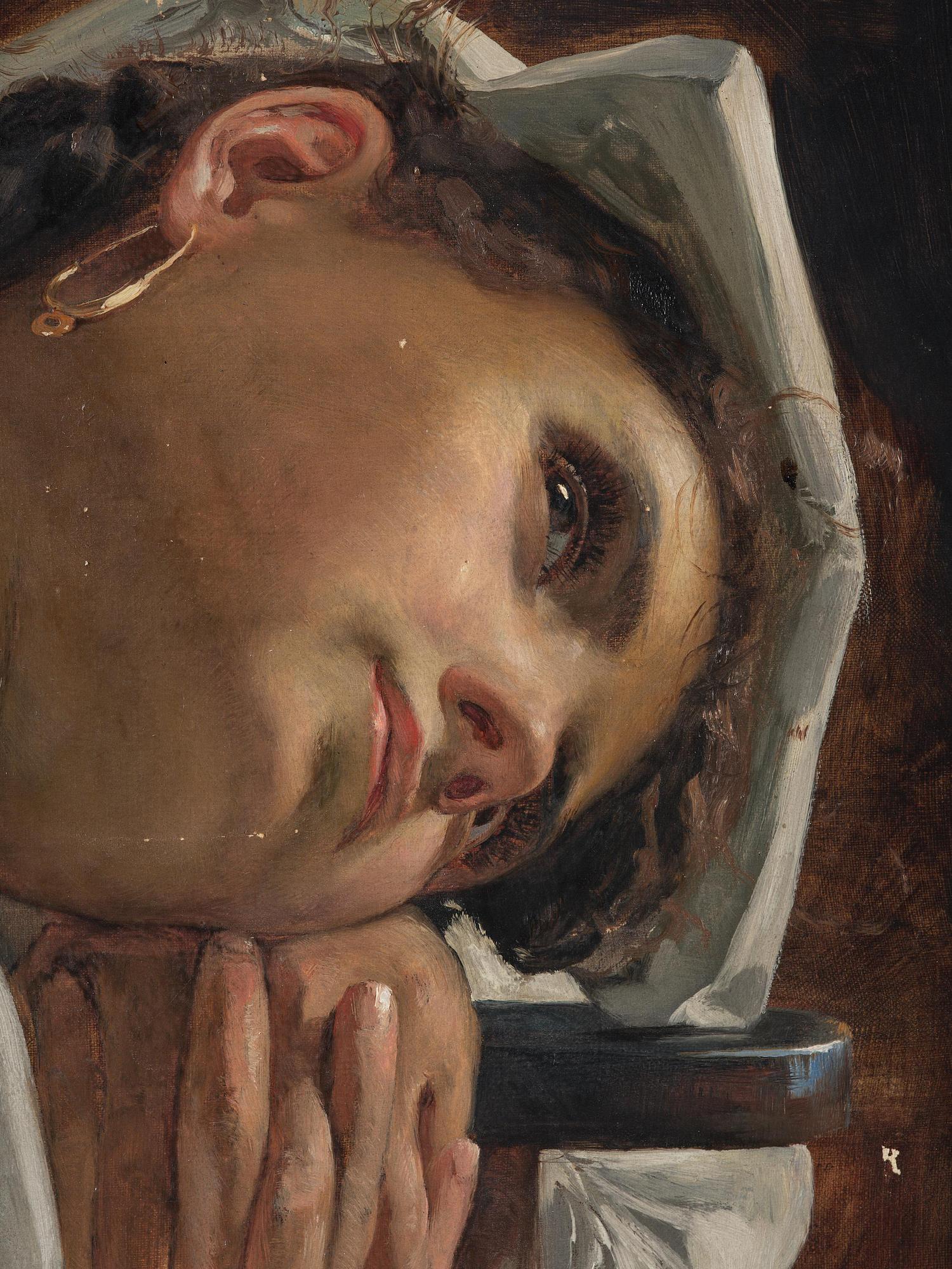 Julius Kronberg, Italian girl in thoughts.