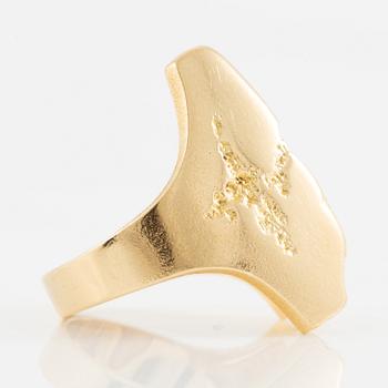 Björn Weckström, ring 18K gold with green tourmaline "Tourmaline River", Finland 1989.