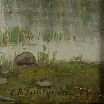 Carl August Fahlgren, olja på papp-pannå, signerad och daterad 1866.