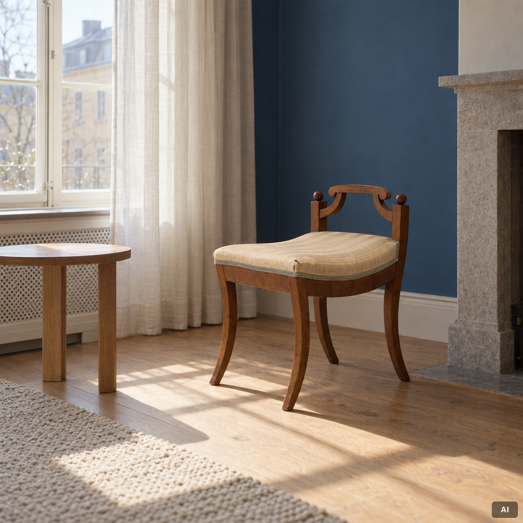 A pair of Karl Johan stools, 19th Century.