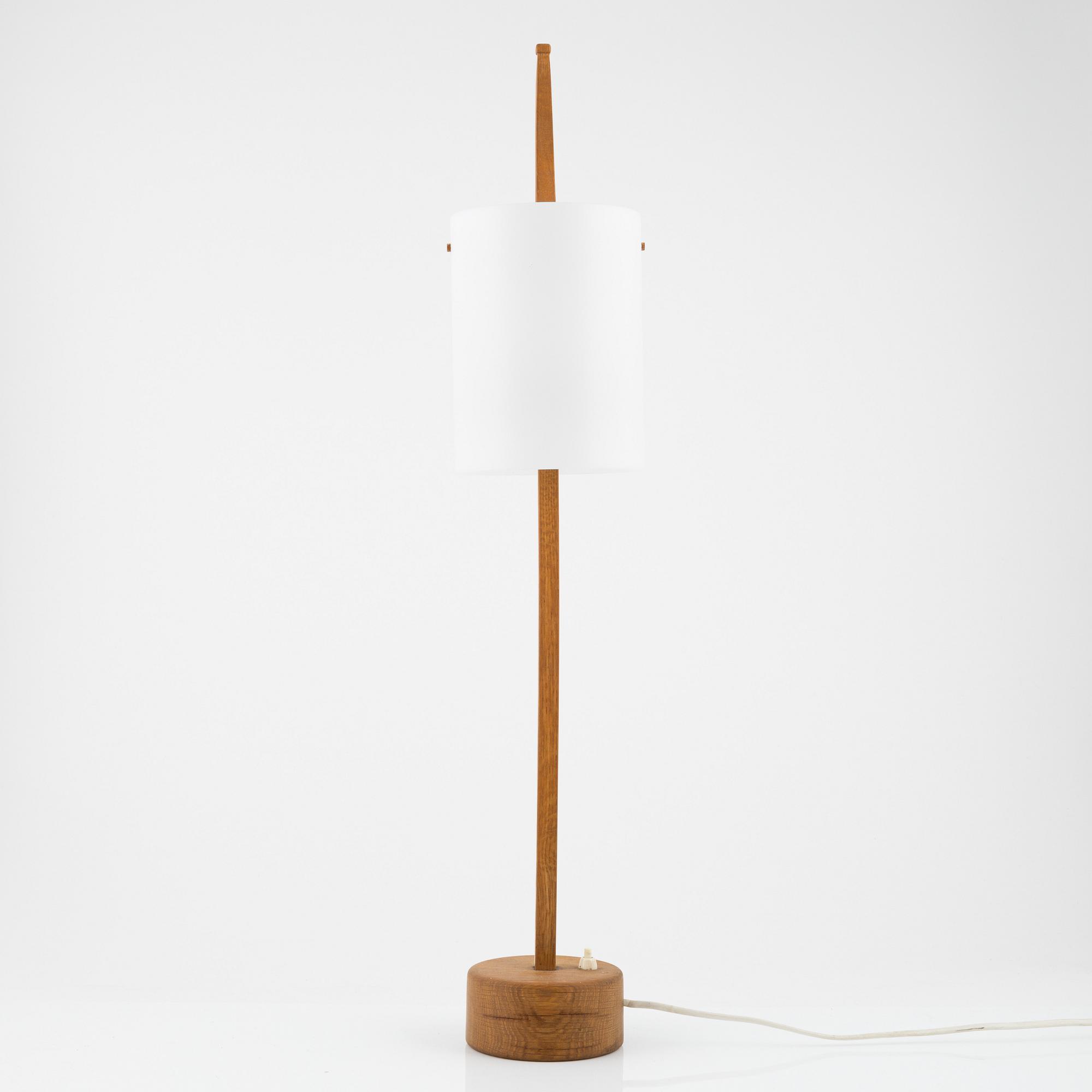 Uno & Östen Kristiansson, an oak and acrylic table light, Luxus, Vittsjö.