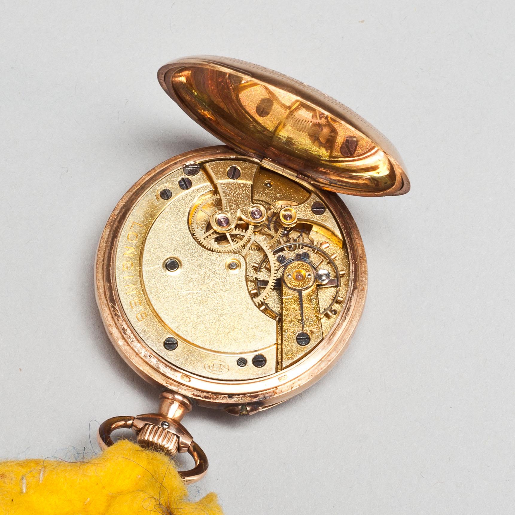FICKUR, Longines 14k, I FICKURSSTÄLL flintgods.
